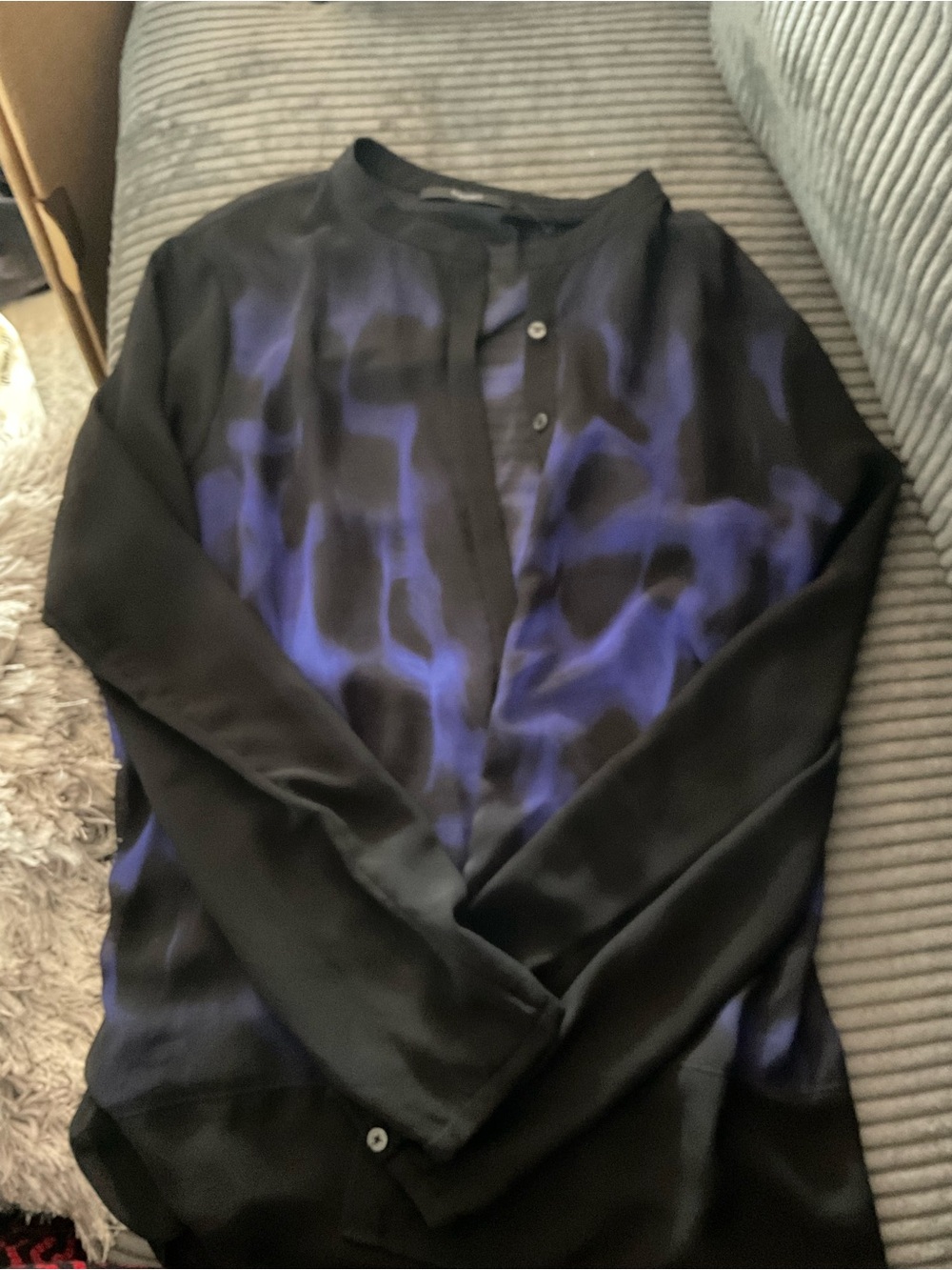 Men's Black & Royal Blue Patterned Lightweight Jacket